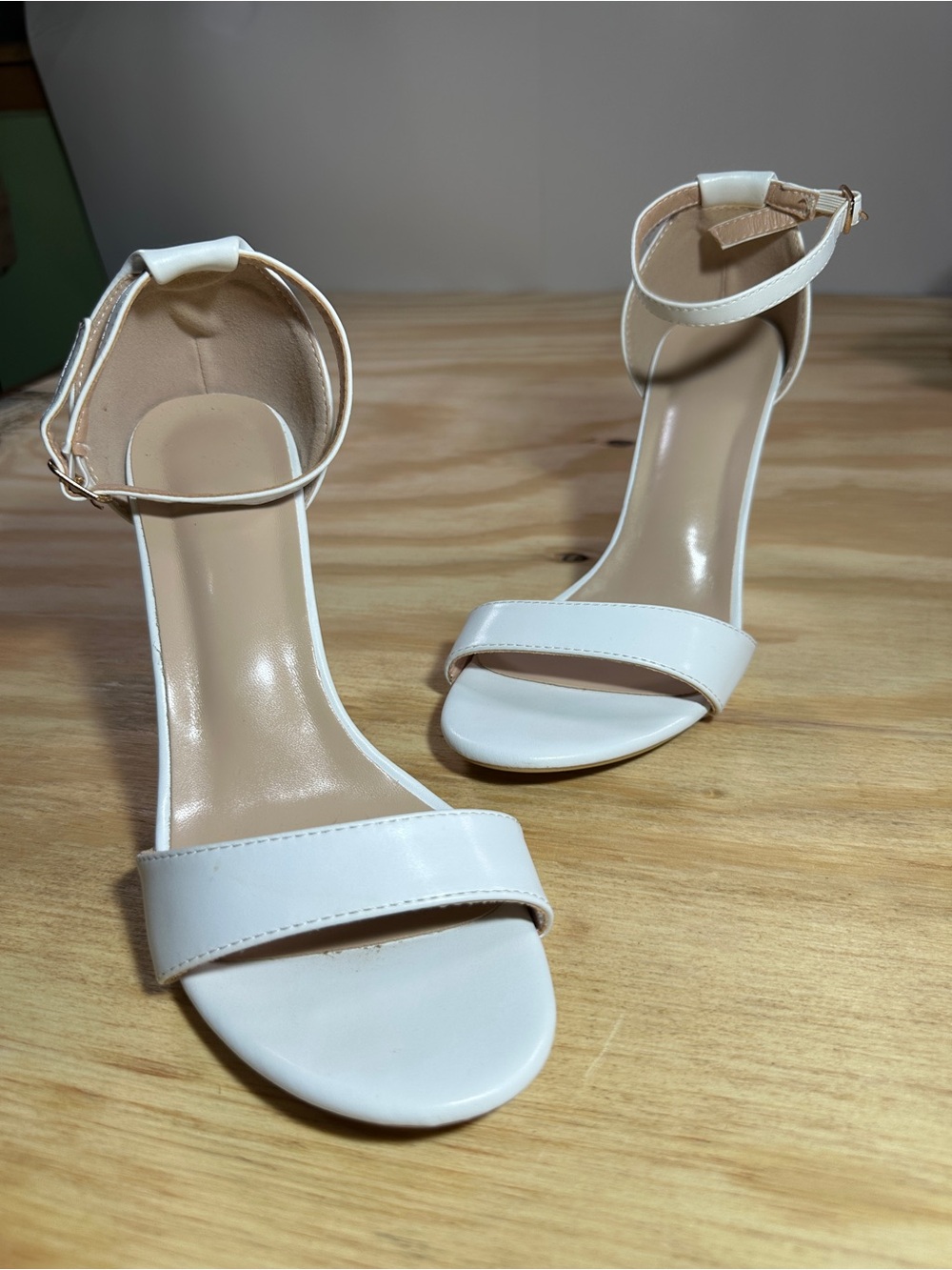 Elegant White Ankle-Strap Heeled Sandals for Women